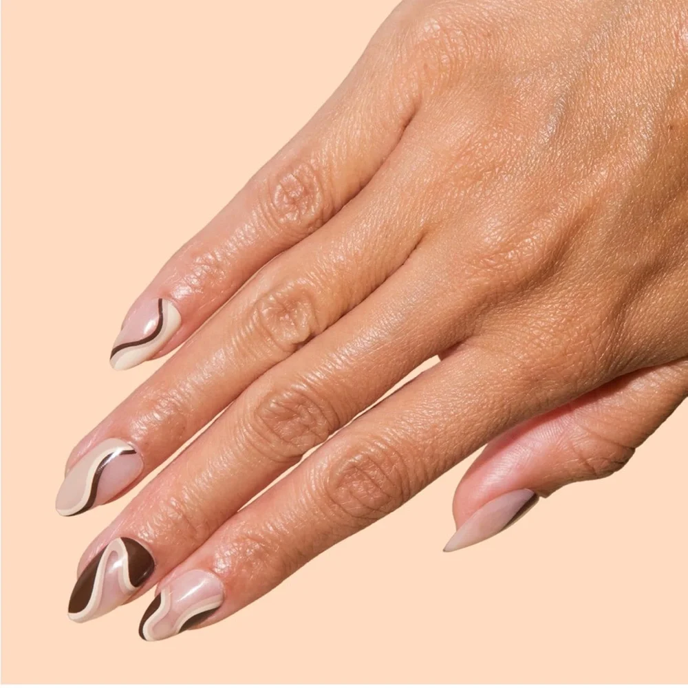 Chill Tips Gone Riding Neutral Browns Short Almond Press On Nails